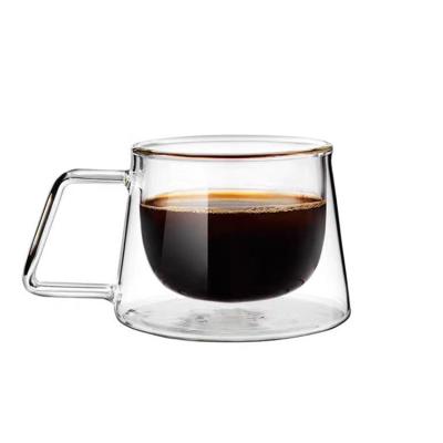 China Factory Wholesale Price Sustainable Double Wall Cup Environmentally Friendly Insulated Glass Coffee Mug for sale