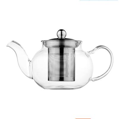 China Viable Maker Supply Modern Round Heat Resistant Glass Teapot with Stainless Steel Infuser for sale