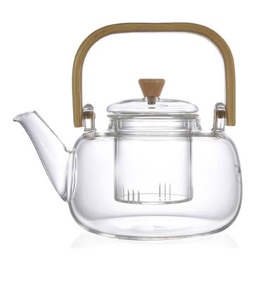 China Viable Heat Resistant Transparent Round Flower Hot Selling Chinese Glass Teapot for sale