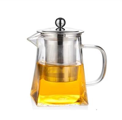 China Viable Wholesale Cheap Square Heat Resistant Glass Teapot With Stainless Steel Infuser for sale