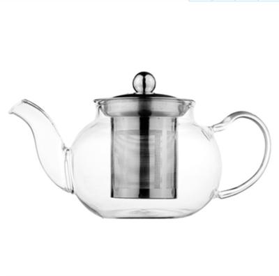 China Sustainable Exceptional Handmade High Quality Stainless Steel Clear Glass Teapots Infuser for sale