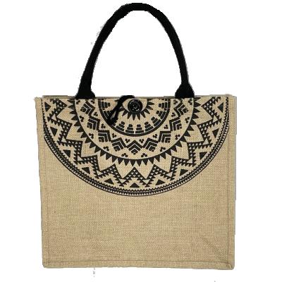 China Water Resistance Eco Cotton Core Handle Bag PVC Film Jute Waterproof Packaging Shopping Bag for sale