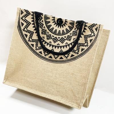 China Eco-Friendly PVC Film Bag Handle Water Resistance Cotton Jute Packaging Waterproof Shopping Bag for sale