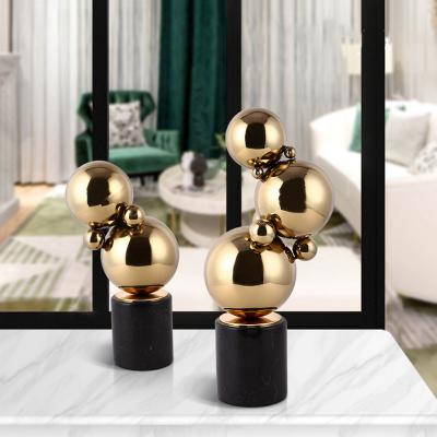 China Contemporary Modern Minimalist Accessories Living Room Round Ball Stainless Steel Decoration Opens Soft Home Furnishing Ornaments for sale