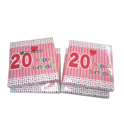 China Blank wood pulp letter and balloon design printed birthday party decorative paper napkin for sale