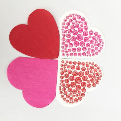 China Printed Die Cut Heart Shaped Paper Napkins for Romantic Party for sale