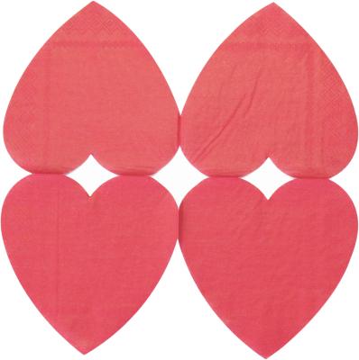 China Printed red and pink heart shaped printed paper napkins for Valentine's party for sale