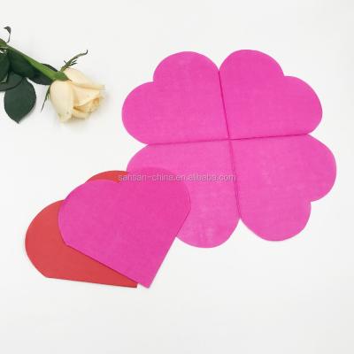 China High Quality Custom Heart Printed Shape Wedding Paper Napkins, Die Cut Paper Napkins for sale