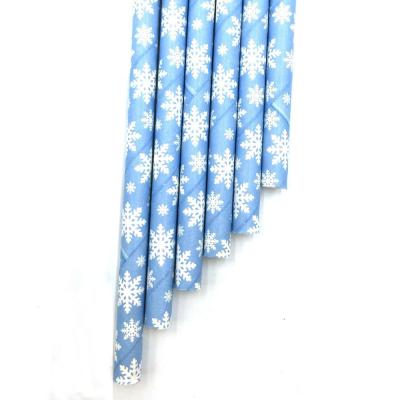 China Blue Disposable High Quality Drinking Paper Straws With Custom Design In 6X197 Mm Size for sale