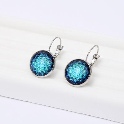 China High Quality Fashion New Design Bling Glass Earrings Around Blue Earrings for sale