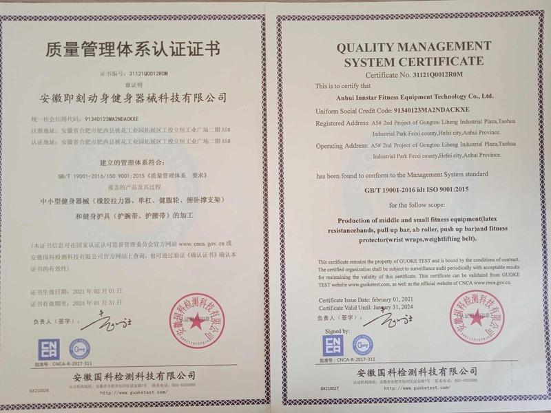 ISO9001 - Anhui Innstar Fitness Equipment Technology Co., Ltd