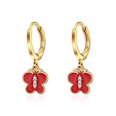 China Free Shipping Small And Cute Butterfly Girl Children's Earrings 14K Hypoallergenic Environmentally Friendly Beautiful Chic Softness for sale