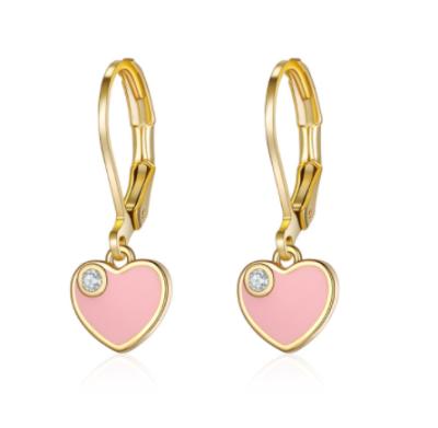 China 2021 New Environmentally Friendly Sweet Love Heart Drop Earrings For Women Girls Round Circle Fashion Statement Korean Wedding Jewelry for sale