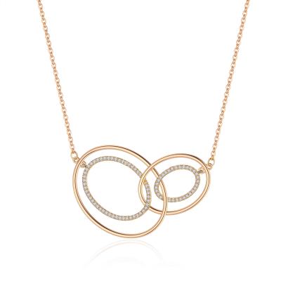 China Two Tone Rose Gold Plated Eternity Infinity Fringe Circles Environmentally Friendly Long Chain Sweater Pendant Necklace For Women for sale