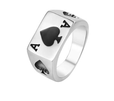 China An environmental friendly personality titanium steel ring magician European and American men poker shovel punk for sale