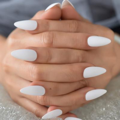 China Design Full Coverage Press On Nail Colorful Acrylic Nail The Beautiful Fake For Girl Long Matte Almond False Nail for sale