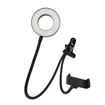 China 5W 6W Double Rose Gold Clamp Mounted Desktop 3.5 Inch Aluminum Arm Selfie Fill Ring Fill Light HS004 for sale