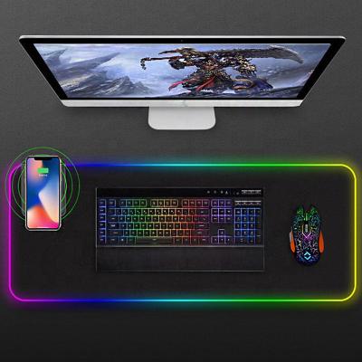 China Anti-skid Function New Product Ideas 2022 Arrivals 2022 Custom Design Logo RGB Gaming Mousepad PU Leather Wireless Charging Mouse Pad for sale