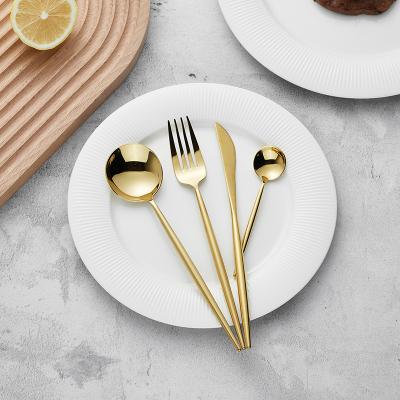 China Viable Wholesale Reusable Custom Wedding Logo Black And Gold Luxury Cutlery Set Gold Stainless Steel Cutlery Sets for sale