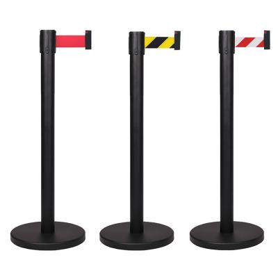 China Belt Stand Barrier Retractable Crowd Control Post With Braking Cassette 2.3-3.6m Length/4.8cm Width for sale