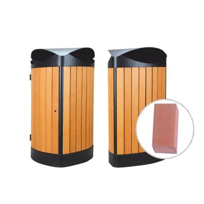 China Traust Viable Outdoor Trash Wooden Trash Can for sale