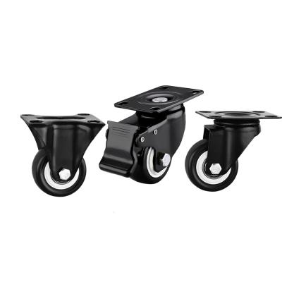 China swivel & 40mm Lock Casters Rigid Black 50mm Wheels For Supermarket Shelves for sale