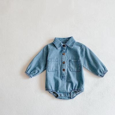 China Casual Baby Denim Rompers Newborn Kids Full Sleeves Overalls For 0-24m for sale