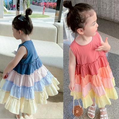 China Anti-wrinkle babies dress summer clothing rainbow kids clothes dress for sale