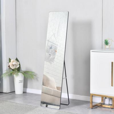 China Luxury Art Decor Decorative Large Long Wall Floor Mirror Standing Dressing Mirror Stand Floor for sale