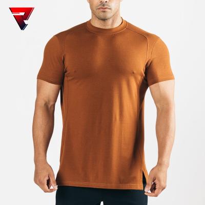 China QUICK DRY Summer Spandex Stylish Casual Plain Round Neck Muscle Fitness Sports Gym Oversized Men's T-Shirt for sale