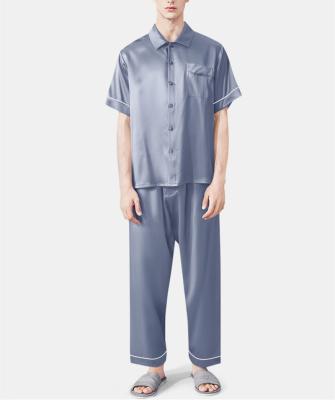 China New Design Custom QUICK DRY Homewear Mens Silk Pajamas,High Quality Soft Satin Solid Color Sleepwear For Men for sale