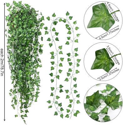 China For wedding wall decor.bedrooms 12 Strands Artificial Ivy Leaf Plants Vines,78ft Silk Ivy Garland Greenery for Party Garden Wedding Outdoor Wall Decor for sale