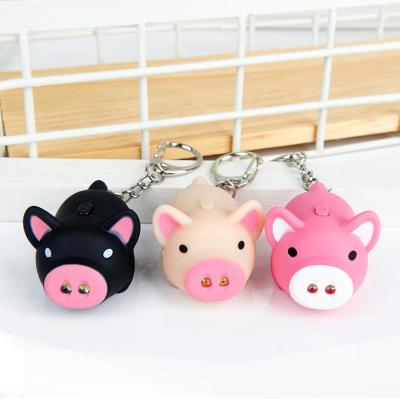 China Cute ABS+metal Pig Key Chain LED Flashlight Keychain Sounds Oinc Oinc Kids Toys Gift for sale