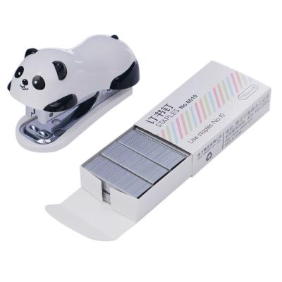 China Cute Panda Mini Stapler Stapler Set Office School Stationery Paper Binding Built-in Binding Book With Staples for sale