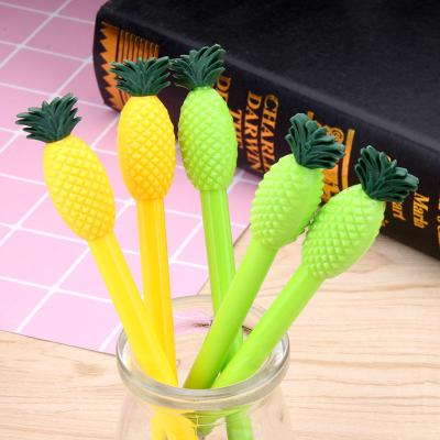 China 12pcs 0.5mm Shape 12pcs 0.5mm Cartoon Pineapple Pen Cute Expressions Ball Pen Kids Promotional Cartoon Pineapple Pen for sale