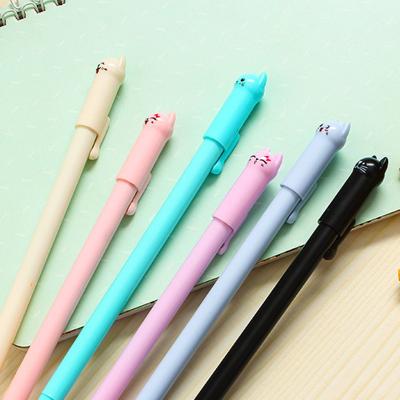 China Cat Pens Korea Cartoon Cat Student Gel Pen 0.38mm Small Cool Cute Black Refill Pen Office Pen for sale