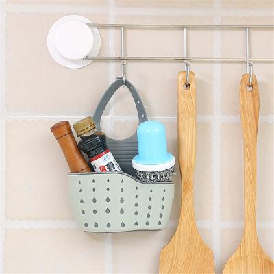 China Kitchen Sink Sponge Draining Adjustable Instant Hanging Storage Rack Bags Hanging Rack Shelf Basket Organizer Kitchen Accessories for sale