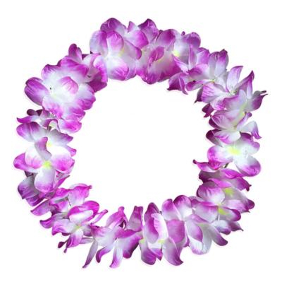 China Colorful Hawaiian Flower Leis Necklaces Plastic Hawaiian Leis Necklaces For Luau Party Decorations Beach Party Supplies for sale