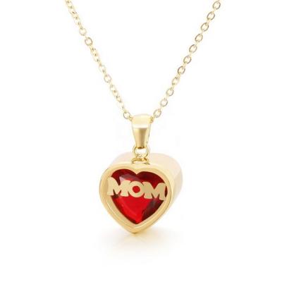 China Mothers Day Gift 2023 Fashion Stainless Steel Birthstone Heart Shaped Pendant Necklace for sale