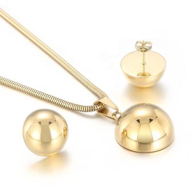 China FASHIONABLE Trendy Fine Jewelry Round Design Stainless Steel 18K Gold Necklace Set For Women for sale