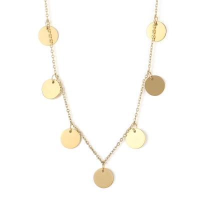 China New Trendy Minimalist Elegant Jewelry 18K Stainless Steel Gold Necklace With Round Pendant for sale