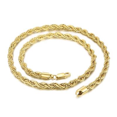 China Wholesale FASHIONABLE Jewelry 4mm 6mm 8mm Stainless Steel Unisex Gold Twisted Chain Necklace for sale