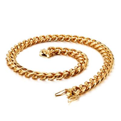 China TRENDY Pop Hip Hop Jewelry Necklace Stainless Steel 18K Gold Cuban Link Chain For Men for sale