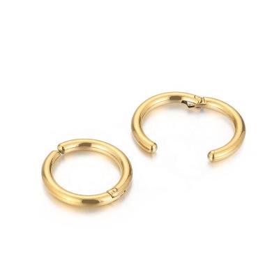 China Cheap Wholesale 10mm 12mm 14mm Trendy Minimalist Stainless Steel Circle Hoop Earrings For Women for sale