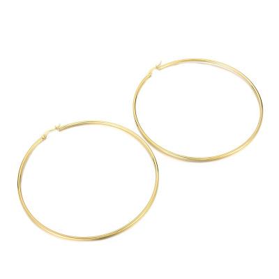 China TRENDY Classic Fine Jewelry Personalized 18k Gold Plated Stainless Steel Womens Hoop Earrings for sale