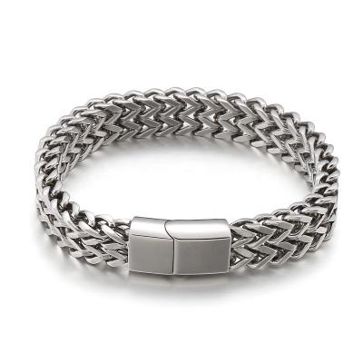 China Hot punk style woven design black and silver gold sale men's stainless steel chain bracelets for sale