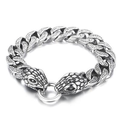 China New Fashion Vintage Personalized Stainless Steel Cuban Link Snake Chain Bracelet For Men for sale