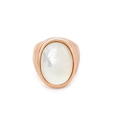 China High Quality Jewelry Vintage Vintage Large Shell Rose Gold Stainless Steel Elegant Ring For Women for sale