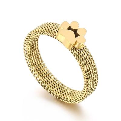 China Latest TREND Jewelry Style Fashion Cat Claw Design Stainless Steel Simple Gold Mesh Ring For Ladies for sale