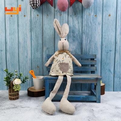 China Custom Girl Bunny Sitting Shelf Festival Stuff Easter Doll Bunnies Decor Rabbit Bunny with Long Legs for sale